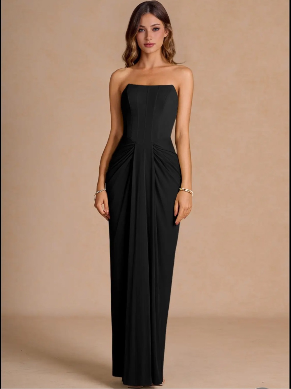 Strapless Black Evening Sheath Dress